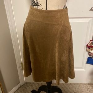 brown suede flowy skirt